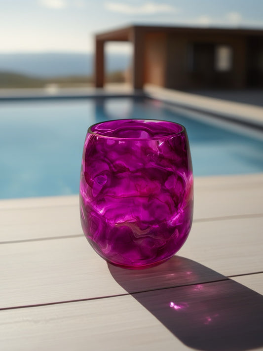Magenta Marbled Acrylic Wine Glass