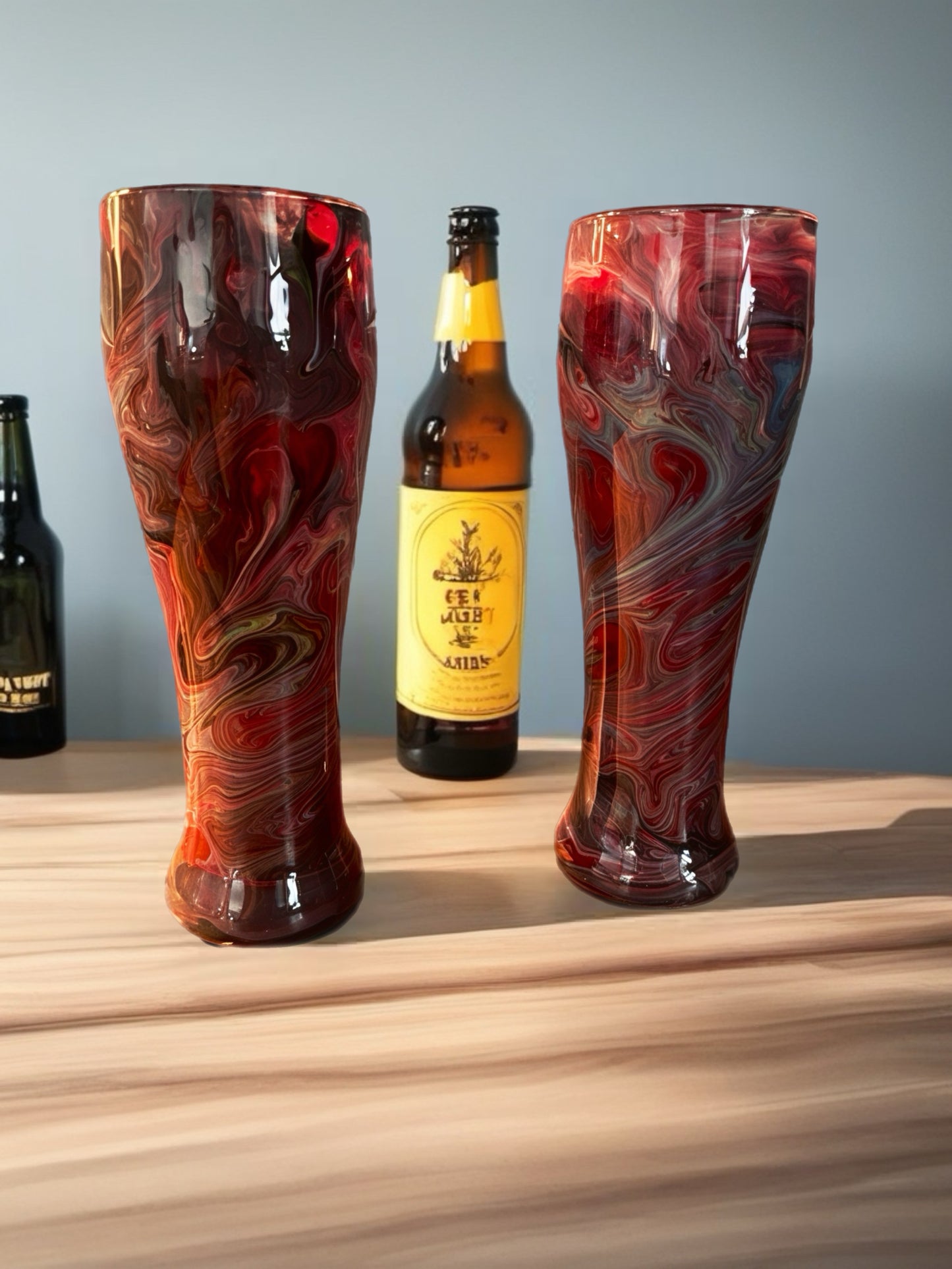 Fire & Earth Fluid Art Pilsner Glass