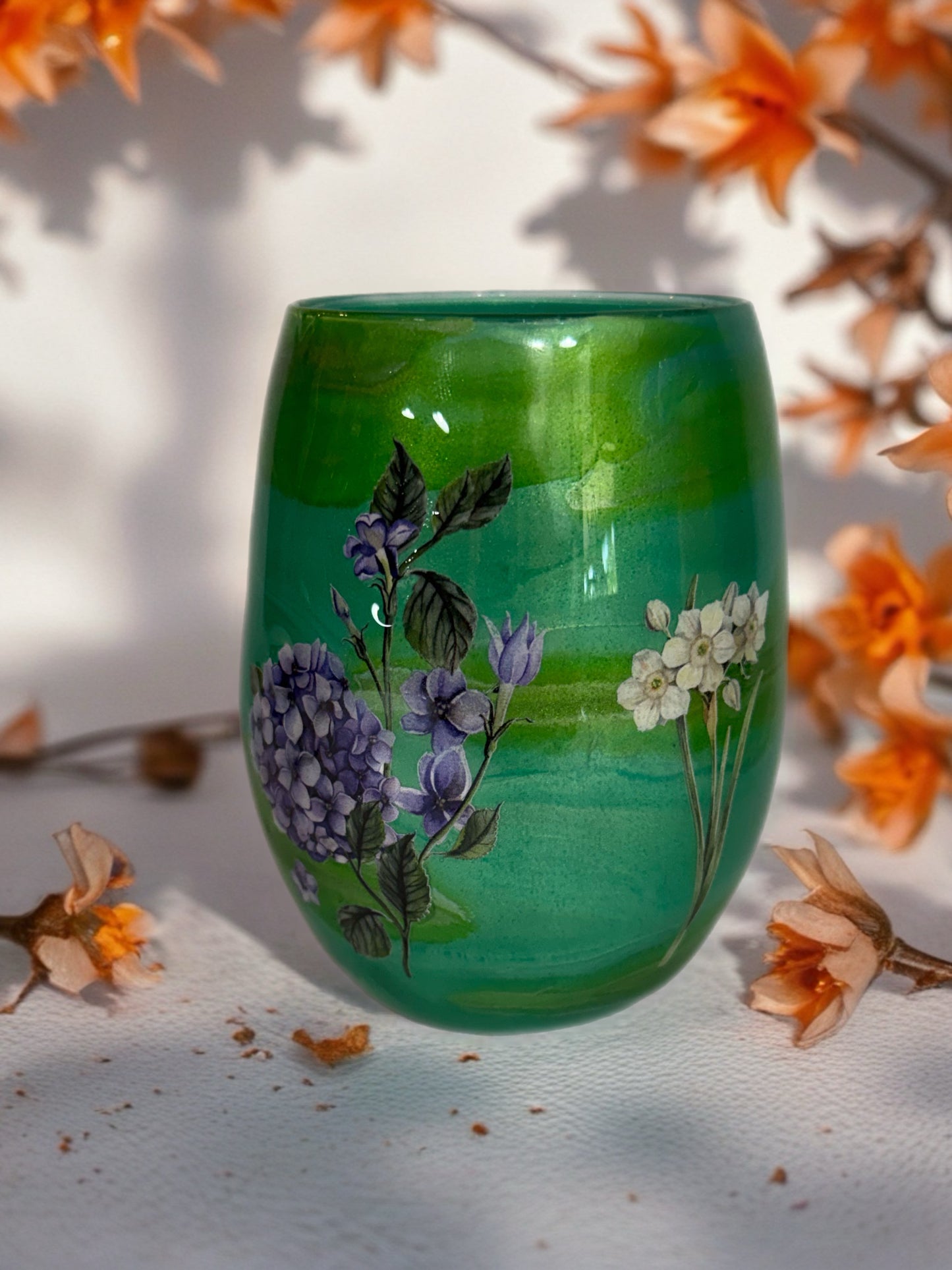 Shimmering Garden Stemless Glass