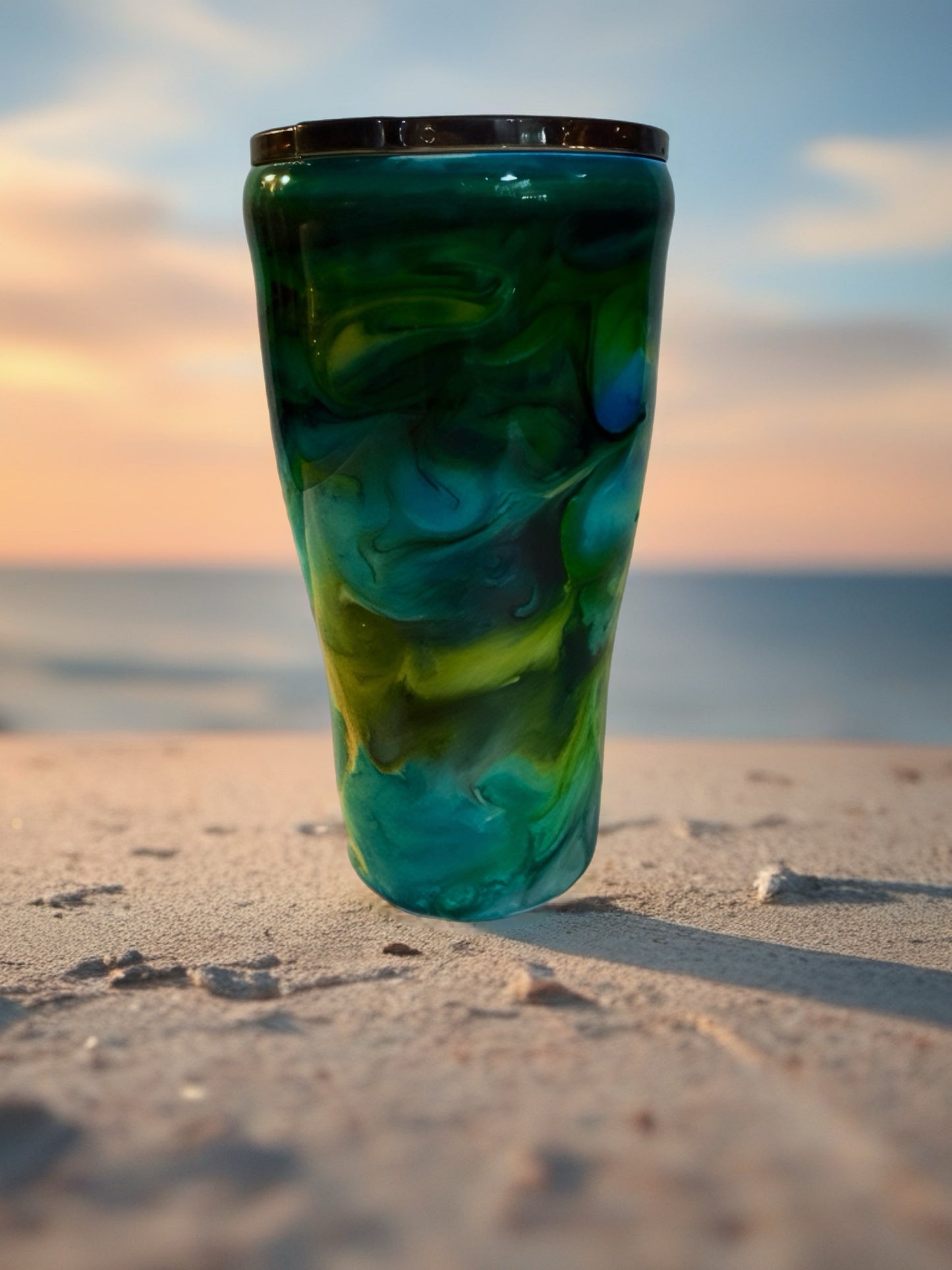 Coastal Sunset Marbled Stainless Steel Tumbler