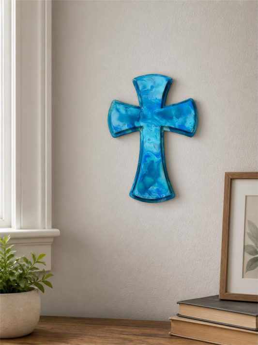 Blue Serenity 12 inch Wall Cross