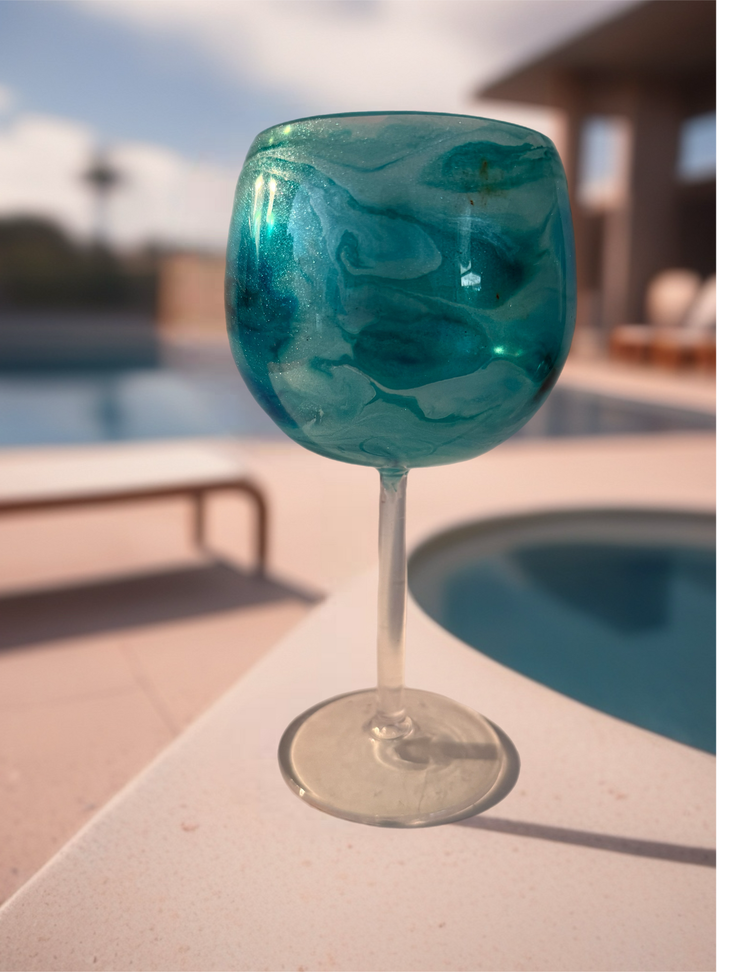 Turquoise Marbled Acrylic Wine Glass
