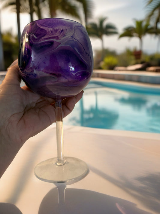Purple Marbled Acrylic Wine Glass