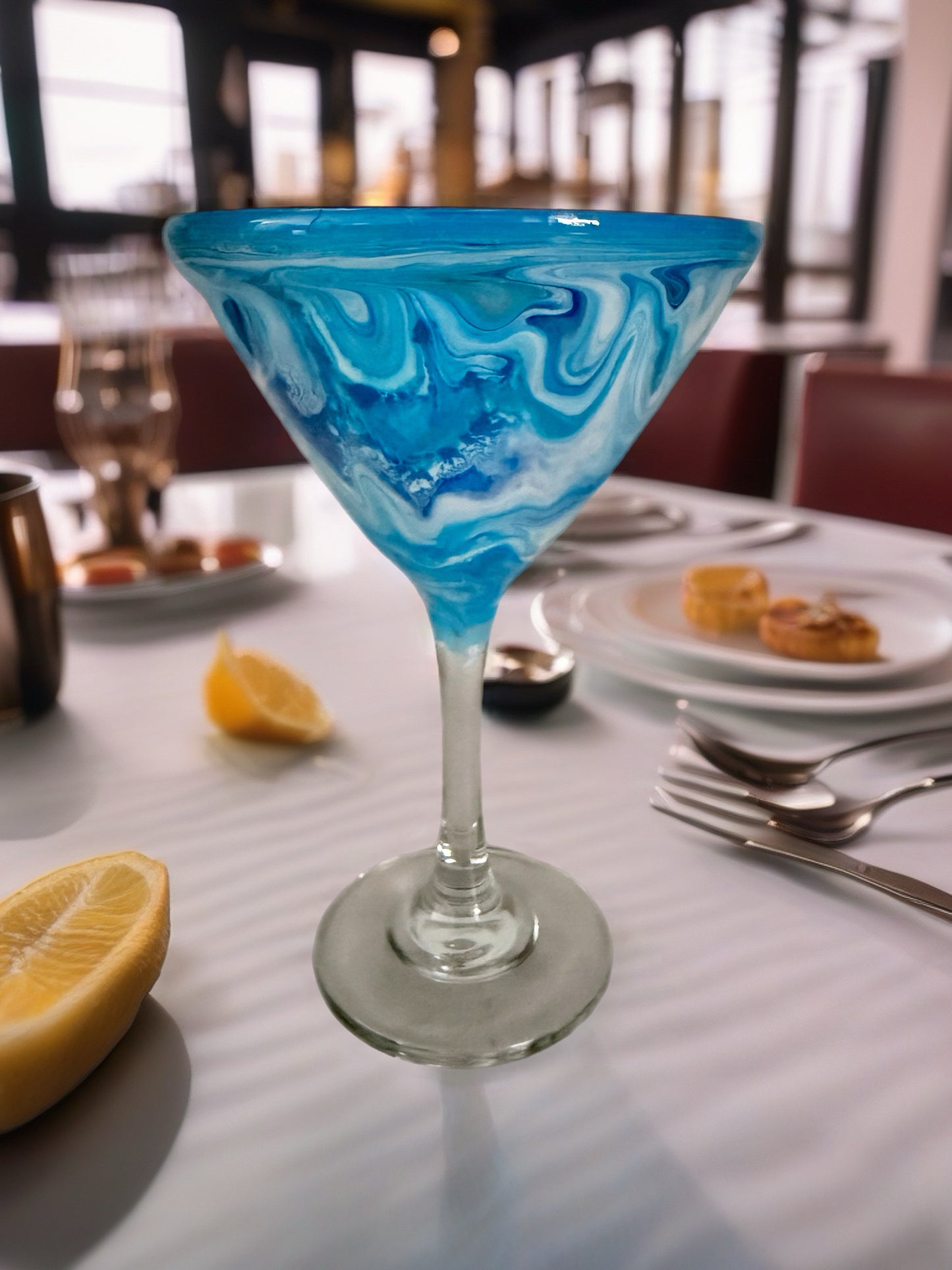 Blue Nebula Cocktail Gift Set – 5-Piece Shaker and Martini Glass Ensemble