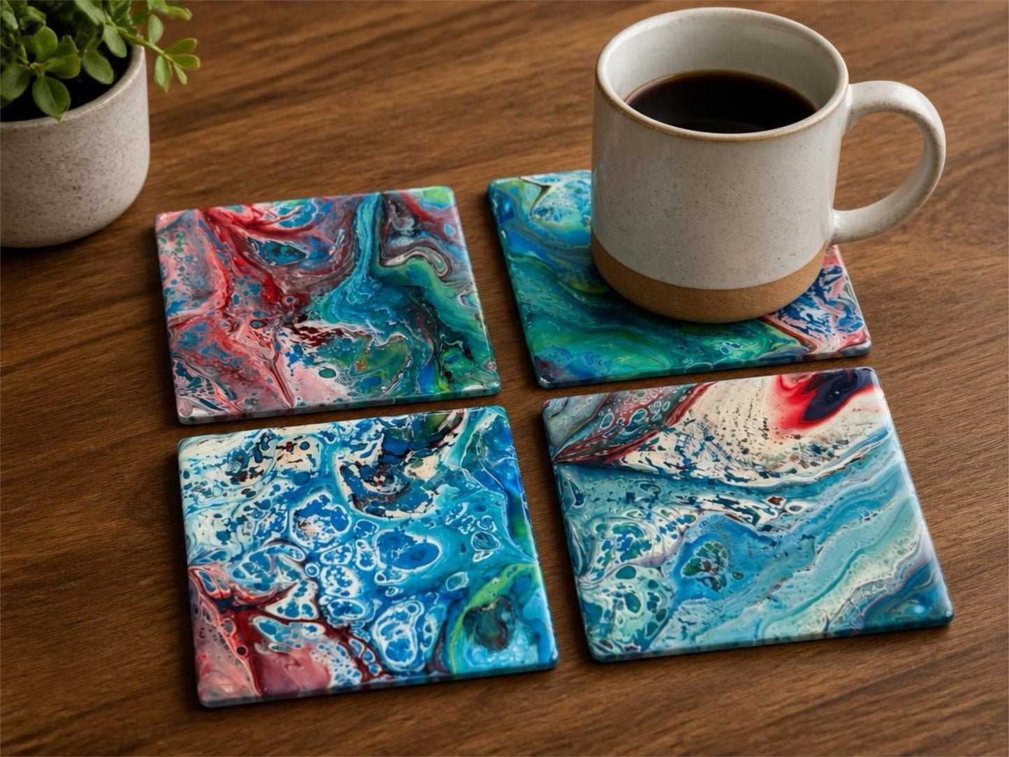 Crimson Tide Artisan Coaster Set