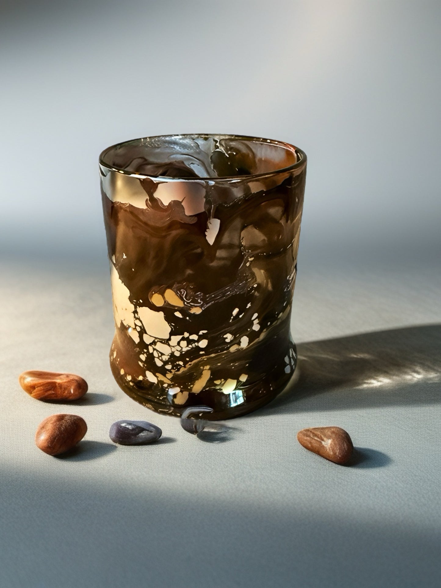 Hand‑Painted Bronze and Gold Whiskey Glass