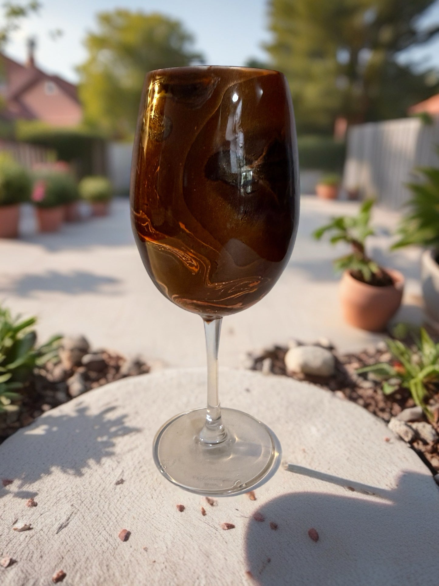 Handcrafted Chocolate & Espresso Swirl Wine Glass