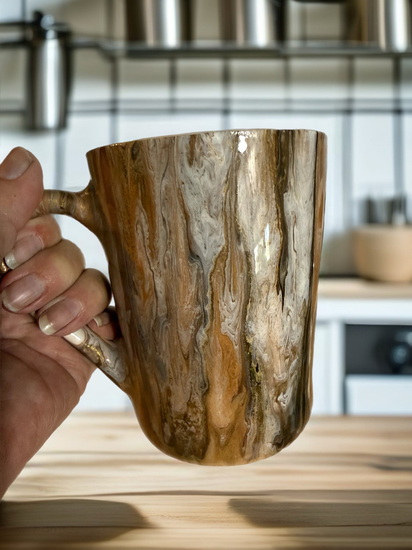 Golden Sandstone Marbled Ceramic Mug