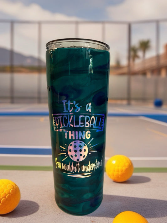 "It's a Pickleball Thing" Holographic Swirl Tumbler