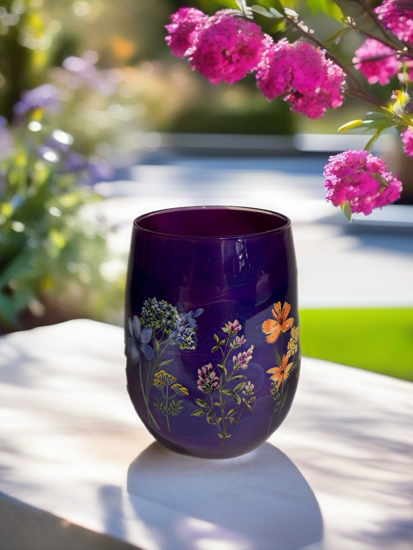Enchanted Midnight Garden Stemless Glass