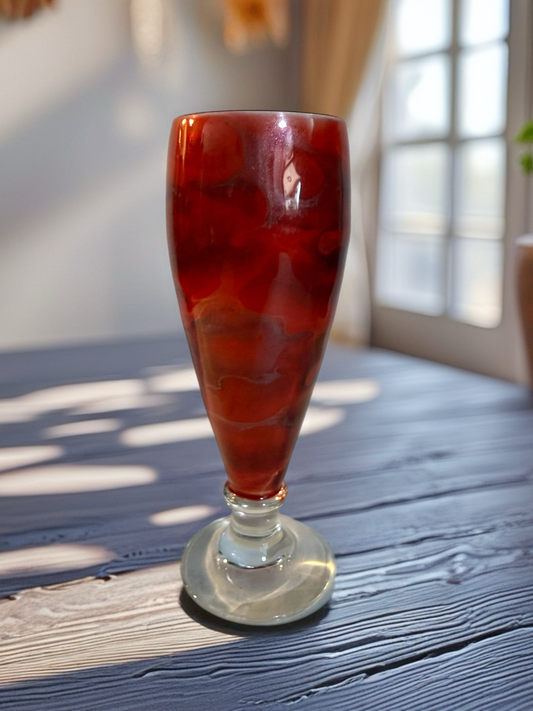 Hand‑Painted Crimson Glow Beer Glass