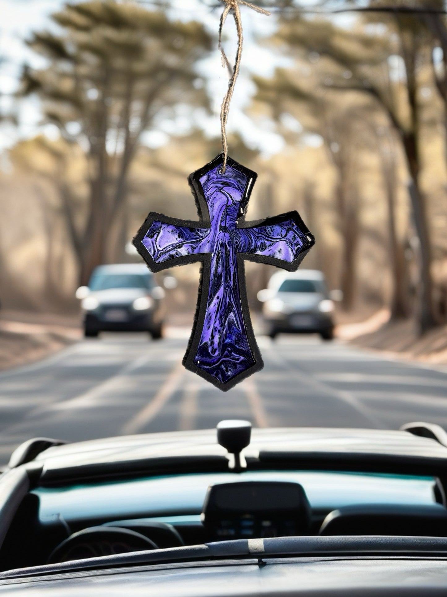 Midnight Amethyst 5-Inch Wood Cross