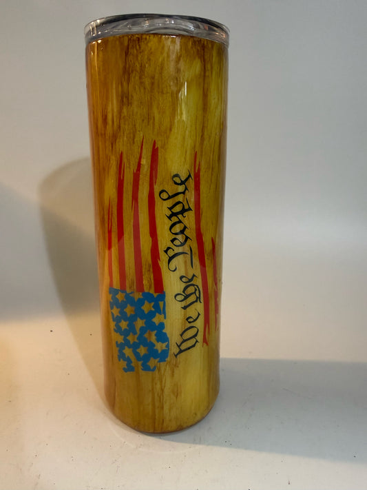 "We the People" Faux-Wood Grain Patriotic Tumbler
