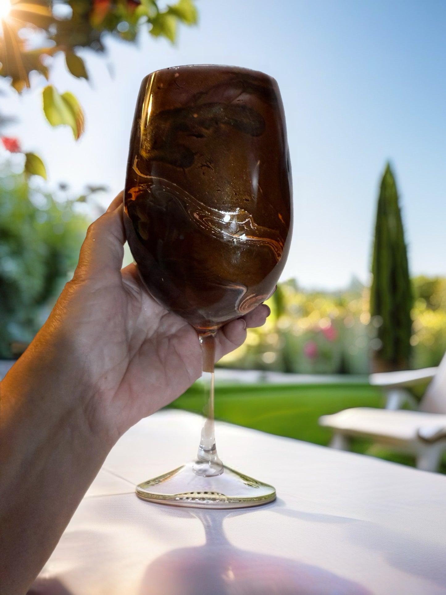Handcrafted Chocolate & Espresso Swirl Wine Glass