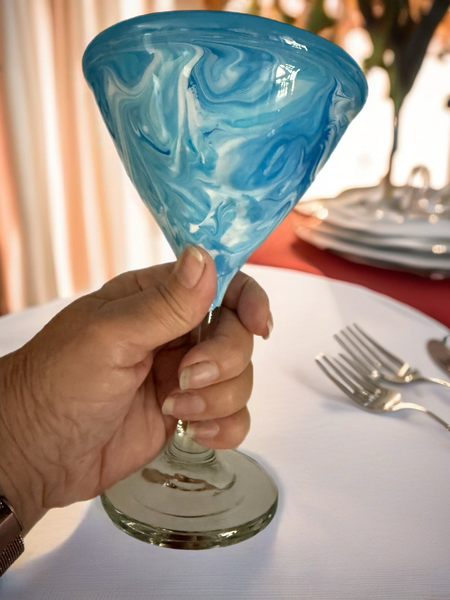 Blue Nebula Cocktail Gift Set – 5-Piece Shaker and Martini Glass Ensemble