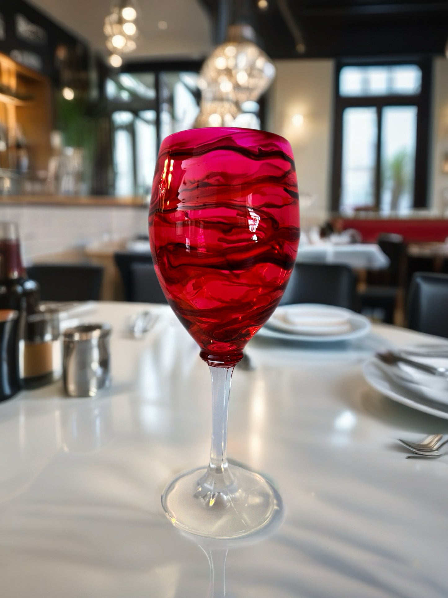 Tuscan Sunset Red Swirl Wine Glass