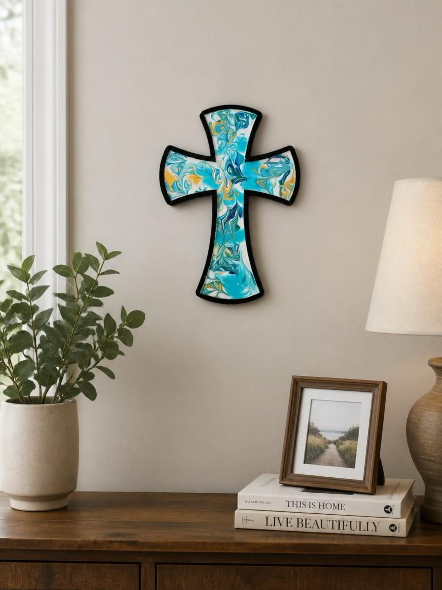 Golden Coastal 9 Inch Wood Cross