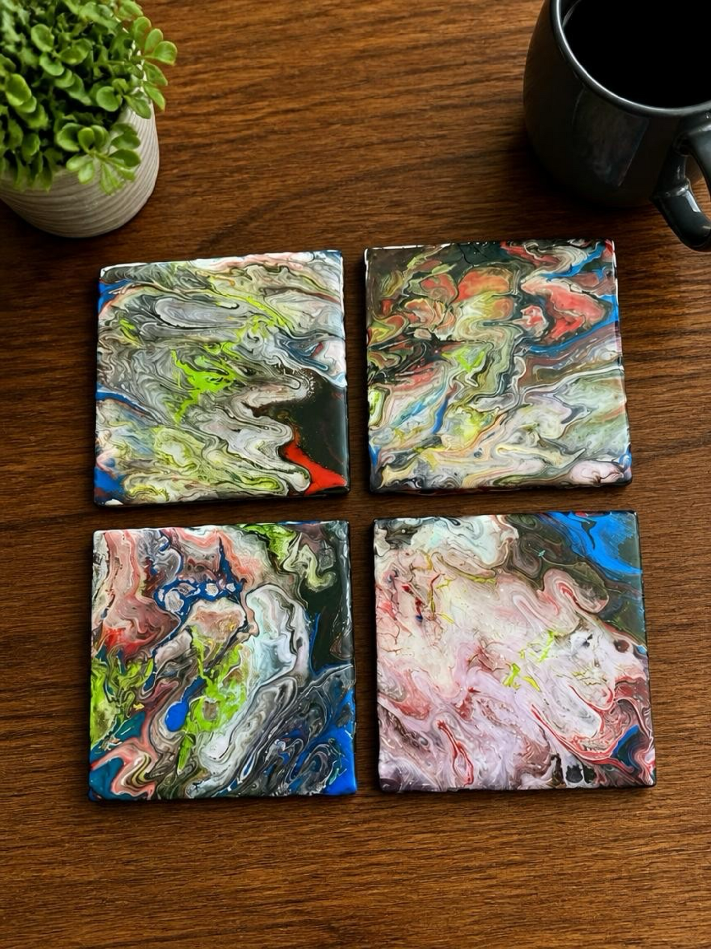 "Northern Lights" Artisan Resin Coaster Set