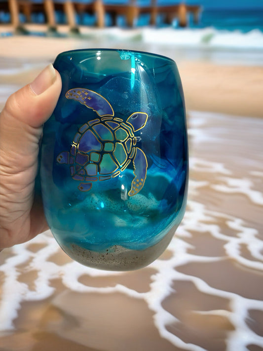 Seaside Serenity Stemless Wine Glass
