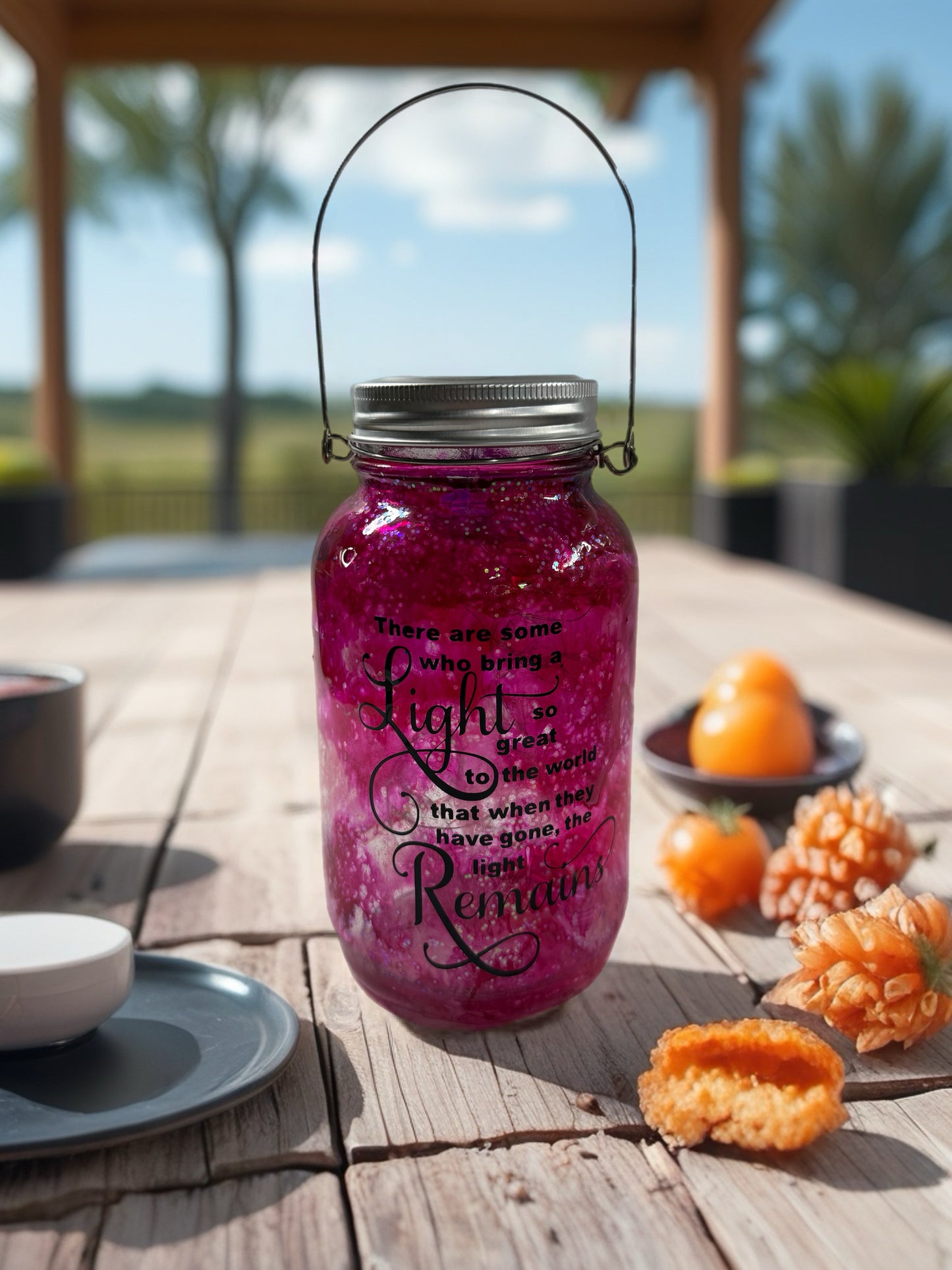 Soft Rose Memorial Solar Lantern
