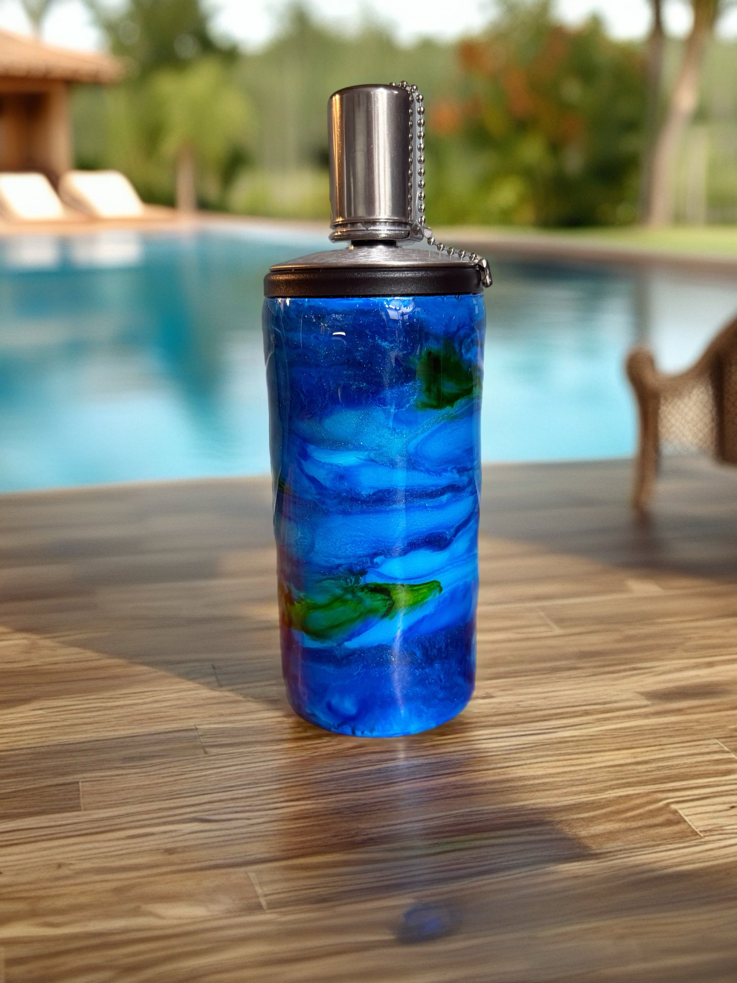 Tropical Ocean Swirl 3-in-1 Tiki Torch, Can Cozy & Tumbler