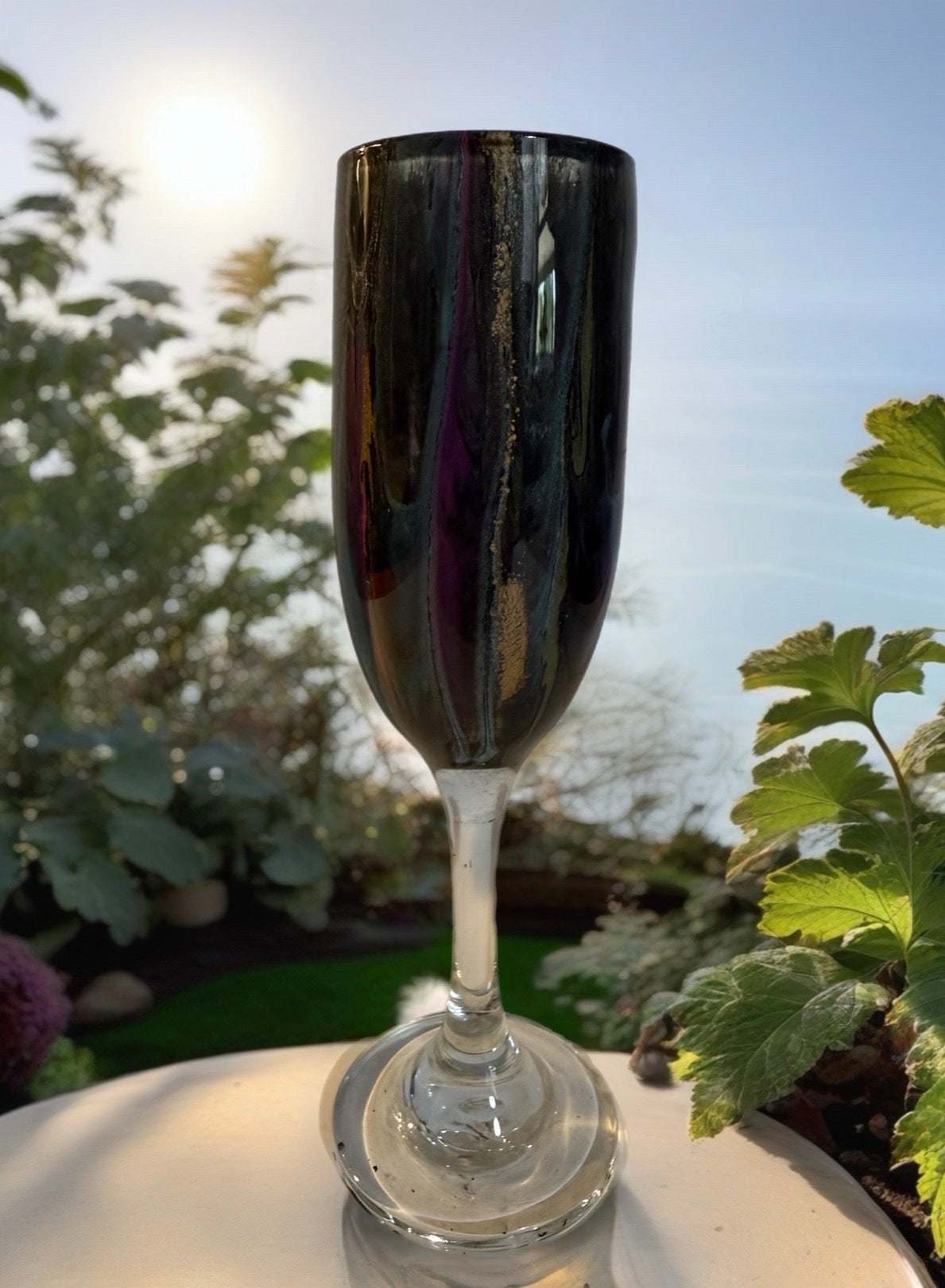"Midnight Galaxy" Handcrafted Artisan Champagne Flutes