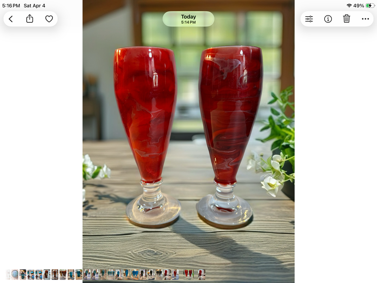 Hand‑Painted Crimson Glow Beer Glass