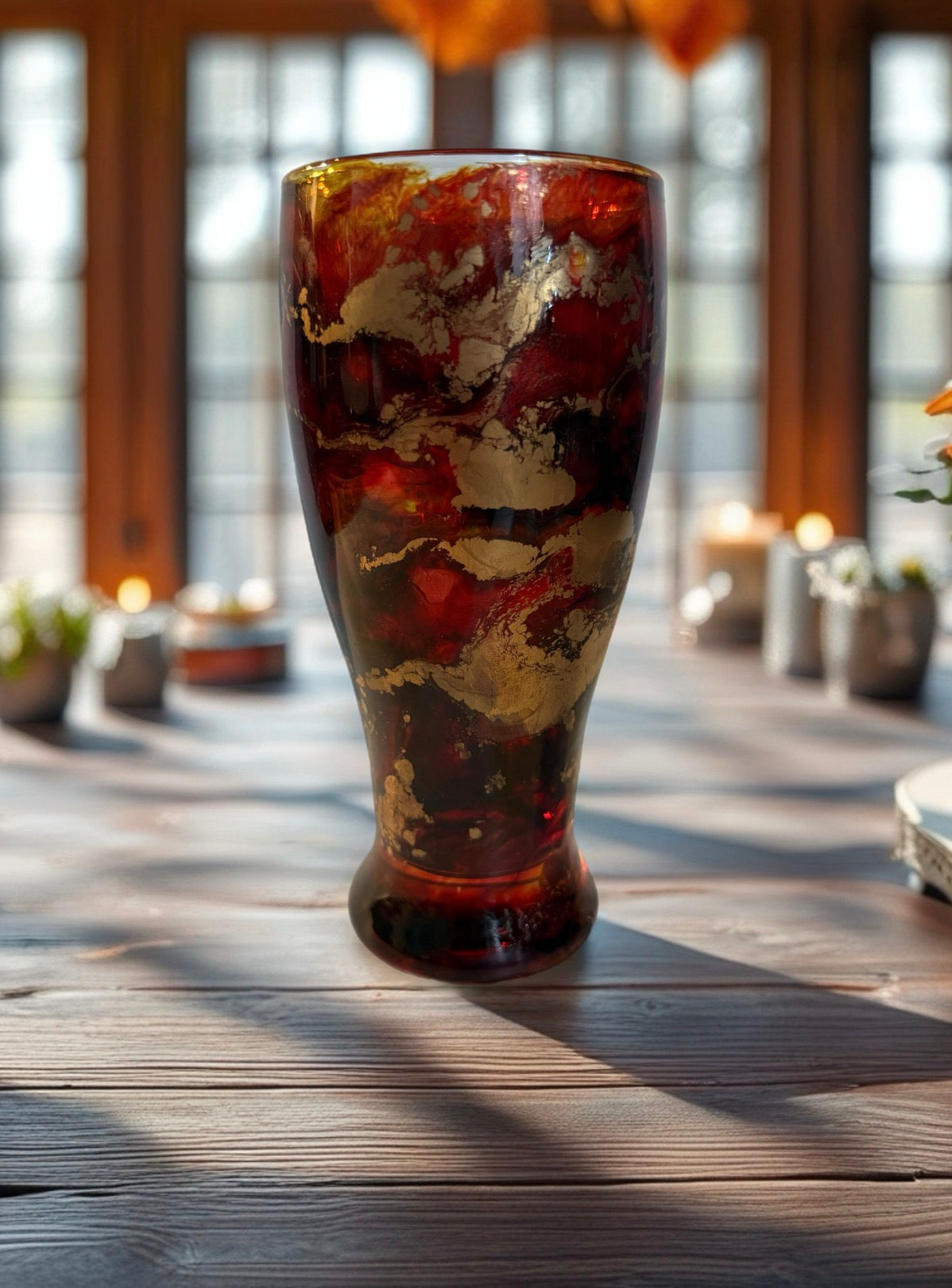 Hand‑Painted Molten Beer Glass