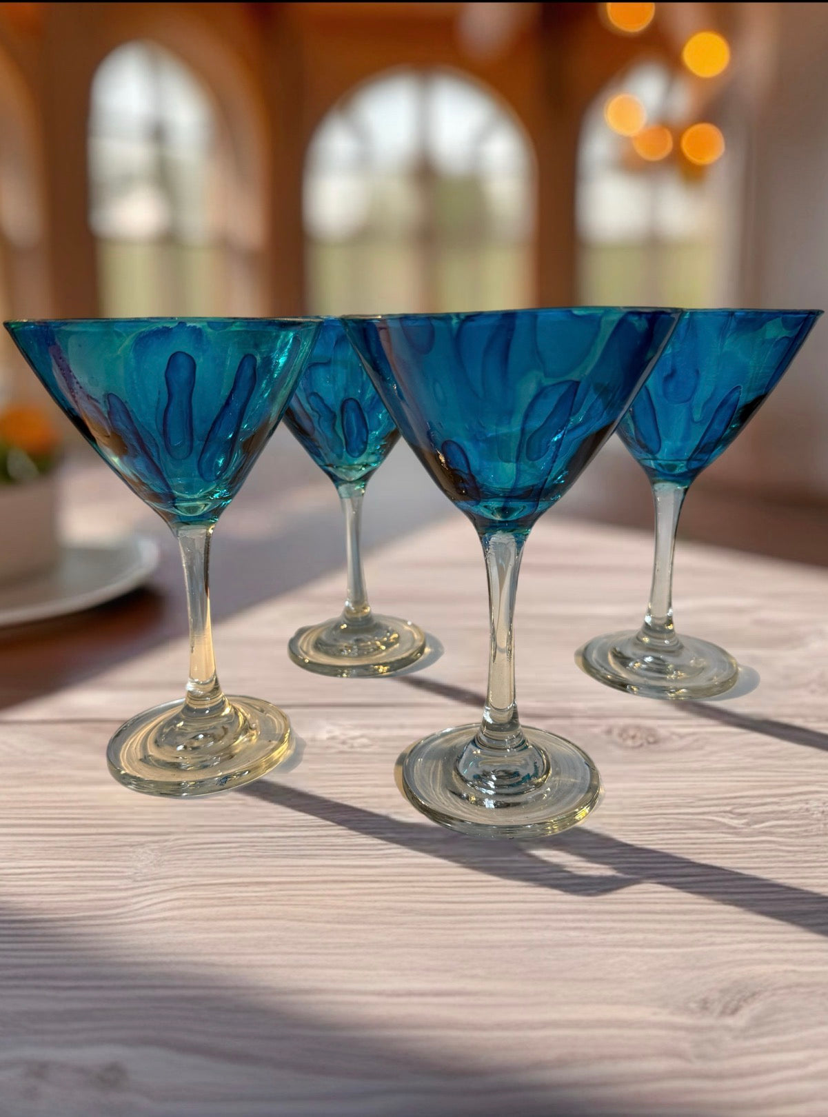Hand‑Painted Tidal Blue Martini Glass