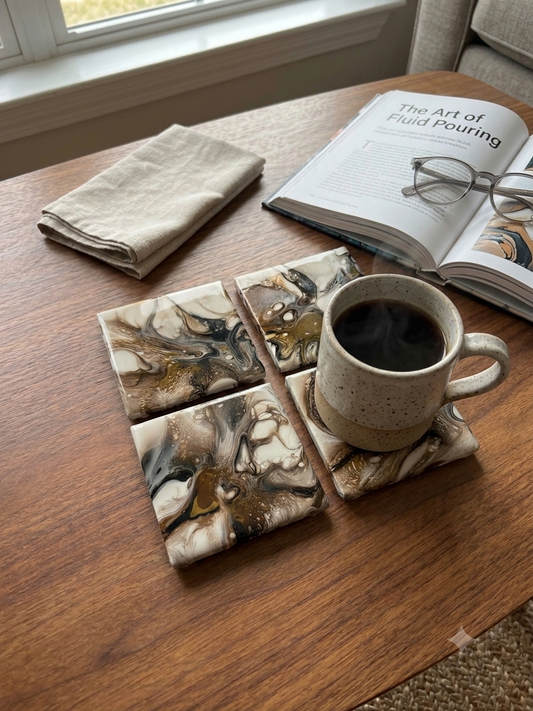 Smoky Bronze Acrylic Fluid Art Coasters (Set of 4)