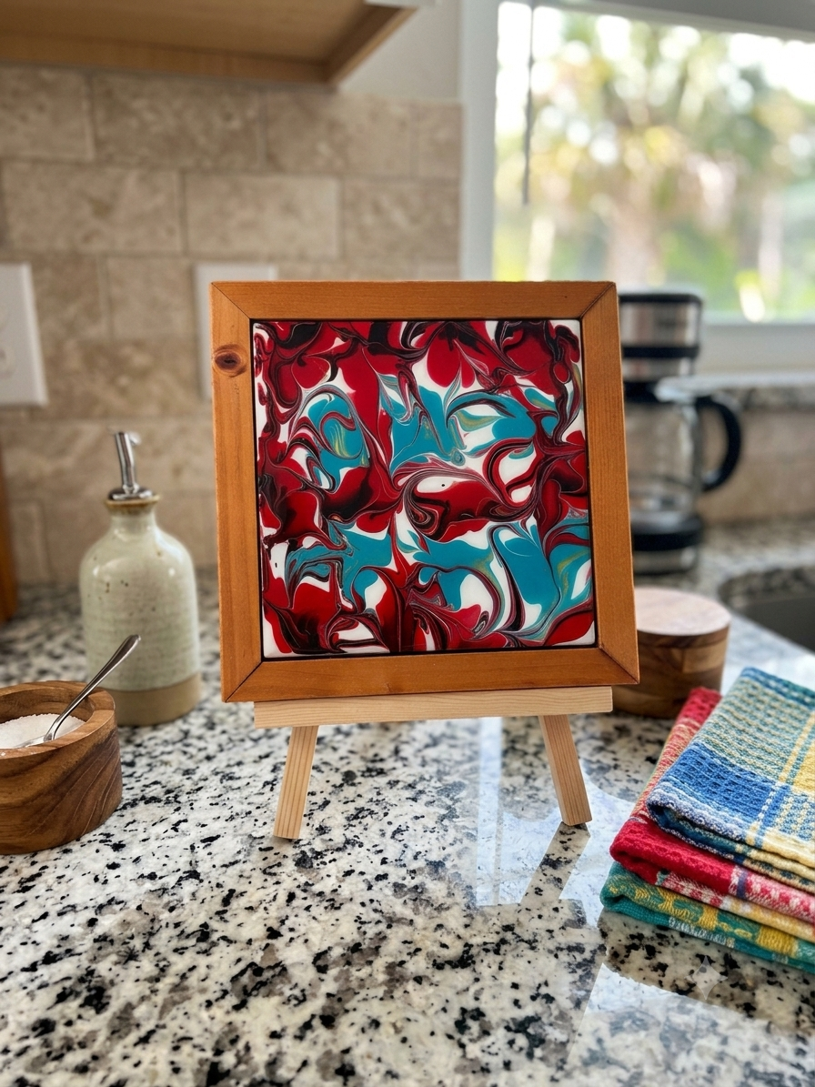 Ruby Harbor Wood-Framed Trivet