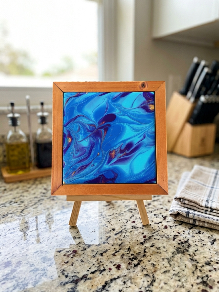 Ocean Abyss Wood-Framed Trivet