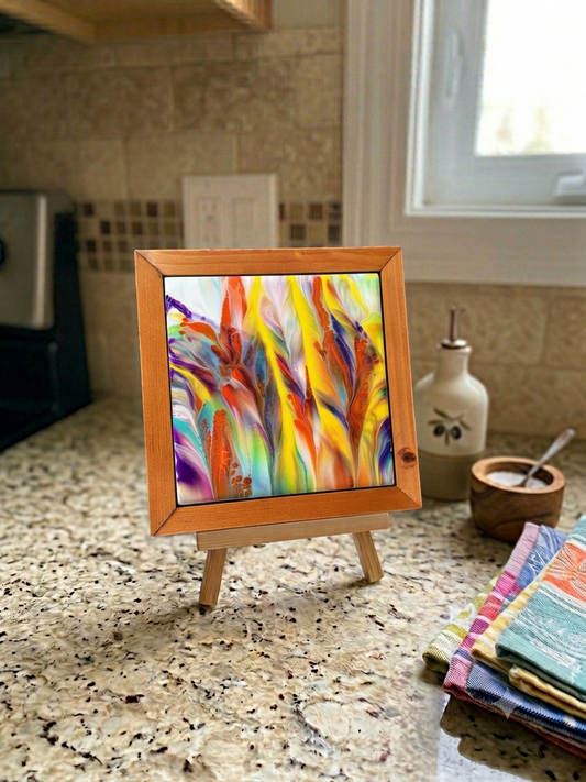Solar Flare Wood-Framed Trivet