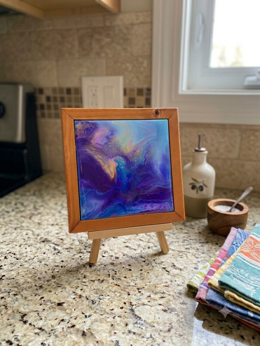 Nebula Dream Wood-Framed Trivet