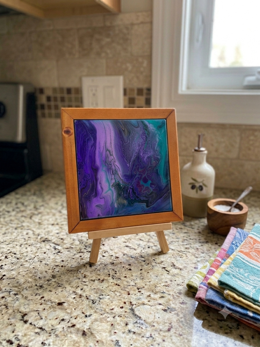 Amethyst Twilight Wood-Framed Trivet
