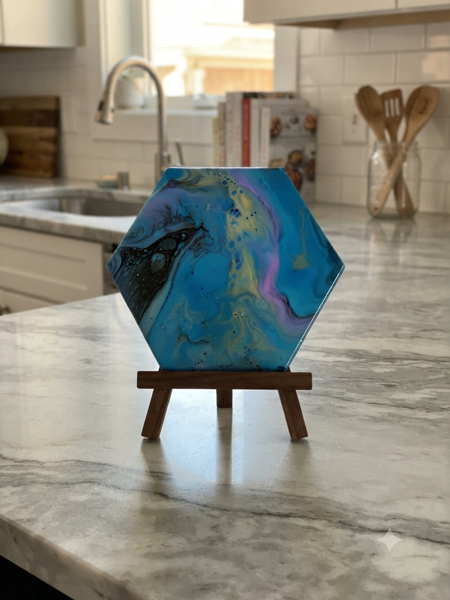 Blue Nebula 9-Inch Octagon Trivet